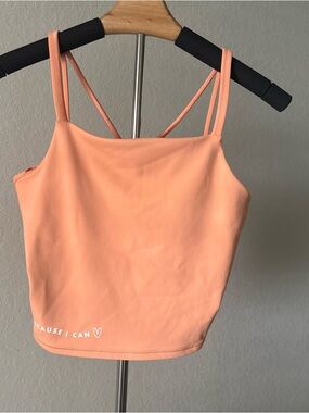 Athleta Girl Simone Biles SB Longline Sports Bra Peach Athletic Top Girls XL 14